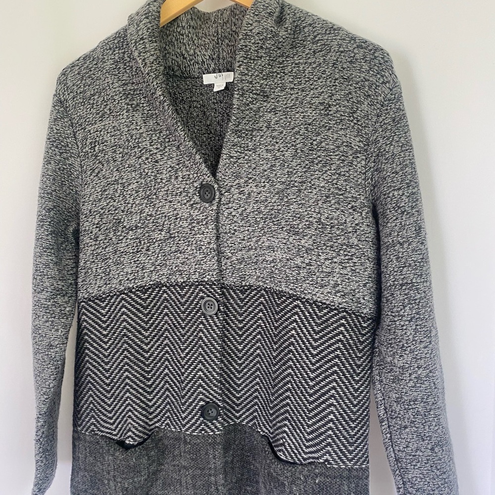 J.Jill Solid Herringbone Button Front Pockets Woo… - image 1